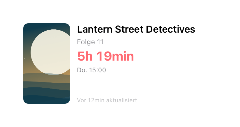 Mittleres Widget: Lantern Street Detectives, Folge 11 in 5 Stunden 19 Minuten