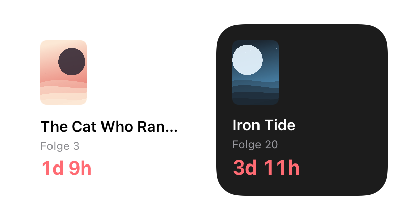 Zwei kleine Widgets, eines hell und eines dunkel