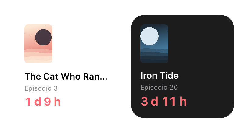 Dos widgets pequeños, uno claro y otro oscuro