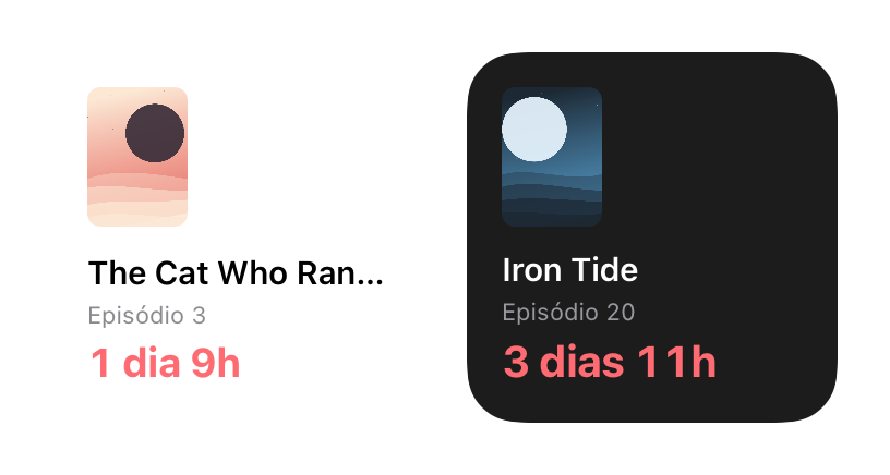 Dois widgets pequenos, um claro e um escuro